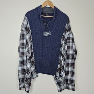 Wrangler Sweater Flannel Upcycled Rework
